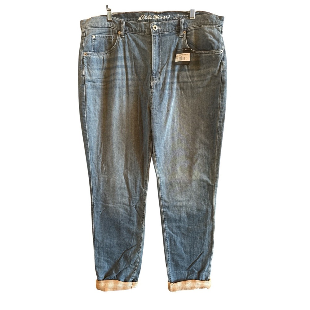 NWT L.L Bean Sz 16 Tall Woman's Boyfriend Straight Mid Rise Flannel Lined‎ Jeans